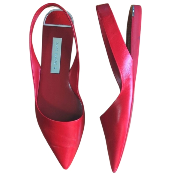 "Red  Punta de Zara Red Disalonated Shoes" Size 6 - Picture 3 of 8